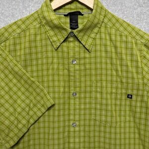 Marmot Mens Green Plaid Short Sleeve Button Down Hiking Shirt Size Medium
